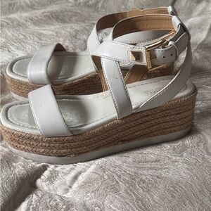 MICHAEL Michael Kors White Espadrille Wedge Sandals